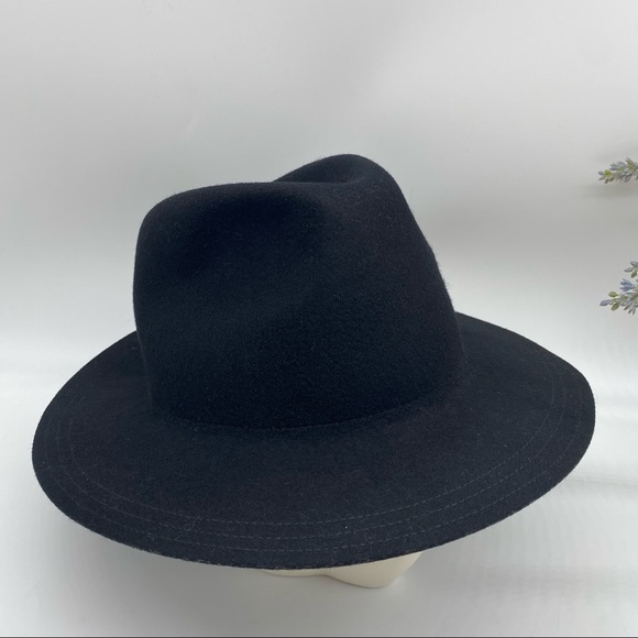 Olive Pique Solid Black Wool Fedora Hat 